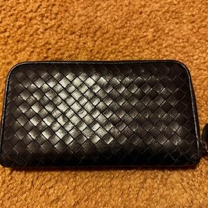 Bottega Veneta Black Leather Wallet